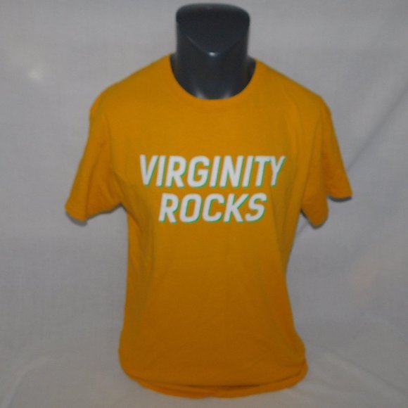 Danny Duncan Yellow White VIRGINITY ROCKS T Shirt MENS L - Picture 7 of 7